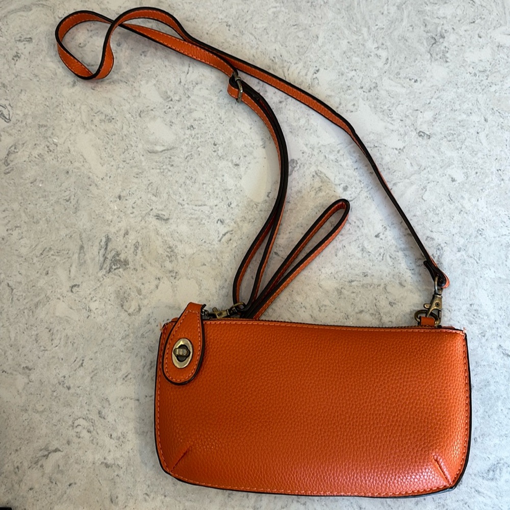 Joy Susan Wristlet Clutch with Strap, Orange